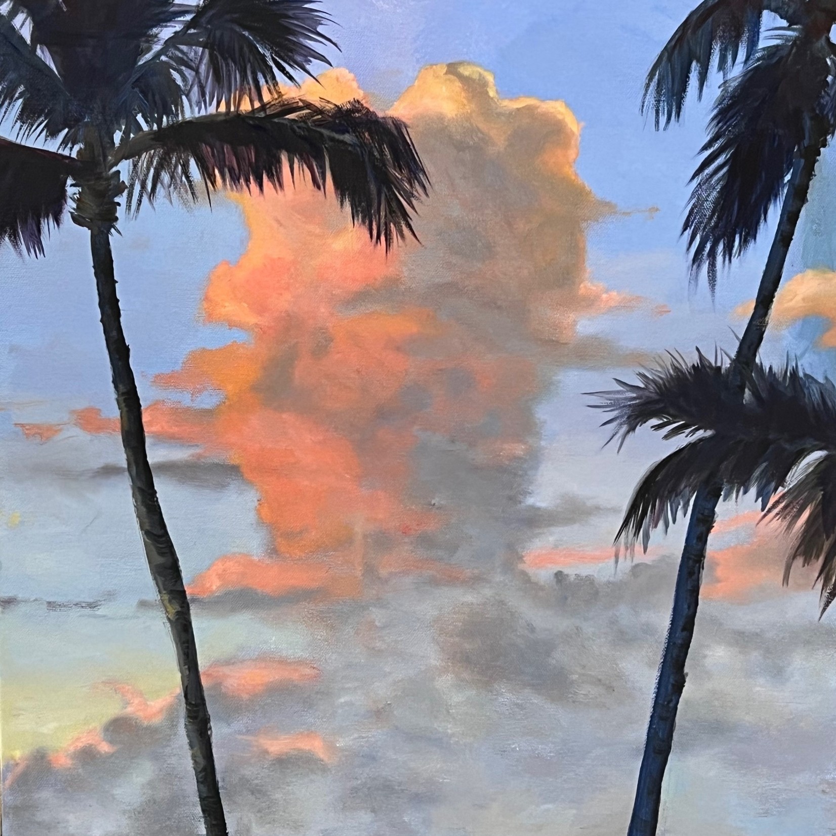 Susan Marinaccio "Two Palms in Sunlight", acrylic on GW canvas, 20x24", SUSM
