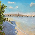 Susan Marinaccio "Indian Riverside Beach", acrylic on canvas, 2022, 20x16" framed, SUSM