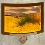 Porcelain Garden Nightlight, Lithophane, Porcelain, Curved, Balmy Beach, PORG