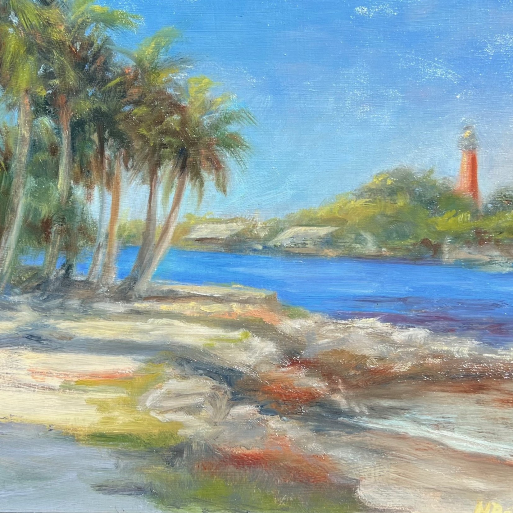 Michaelann Bellerjeau "Jupiter Lighthouse", Orig oil on canvas,14x17" framed, MICB