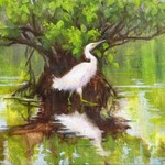 Michaelann Bellerjeau "Quiet Time, Egret Wading", giclee on GW canvas, 8x10", MICB