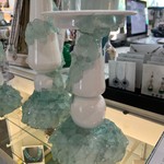 Mary Burnside Candleholder w/sea glass and shells, 12" high, MARY