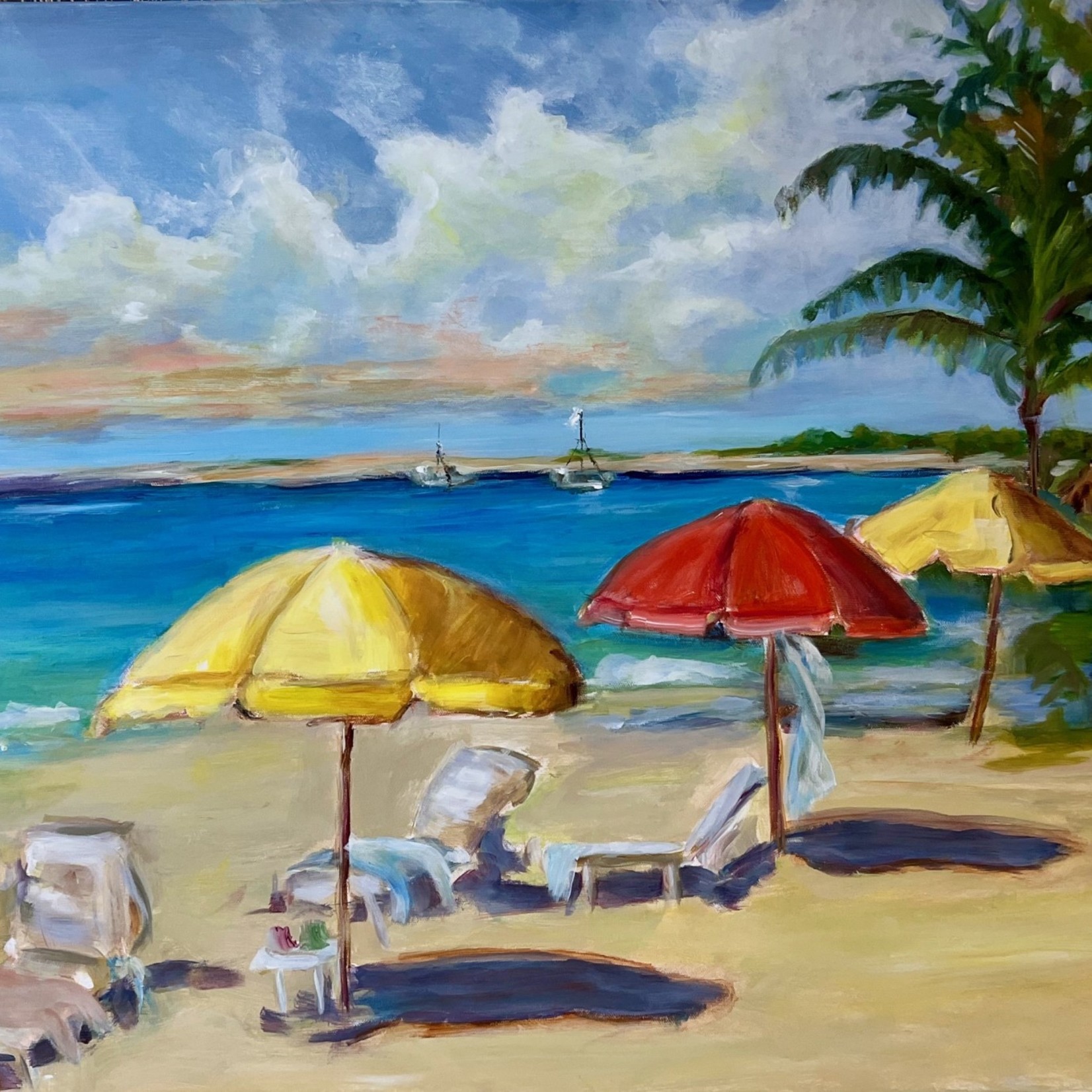 Susan Marinaccio "Beach Day", original oil on GW canvas, 36x24" SUSM