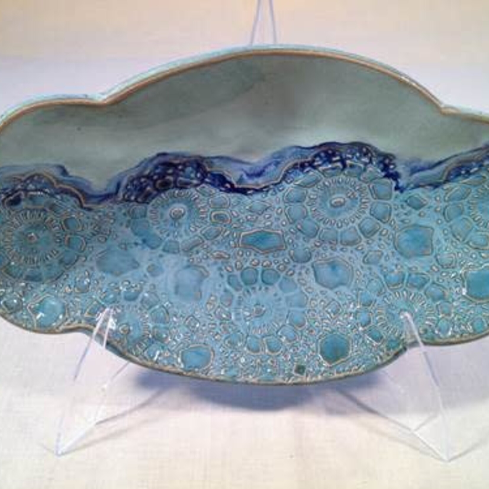 Clarkware Pottery BOWL, FRUIT/ROLL, Blue or Elegant Lace, 11x7""  (CLARK)