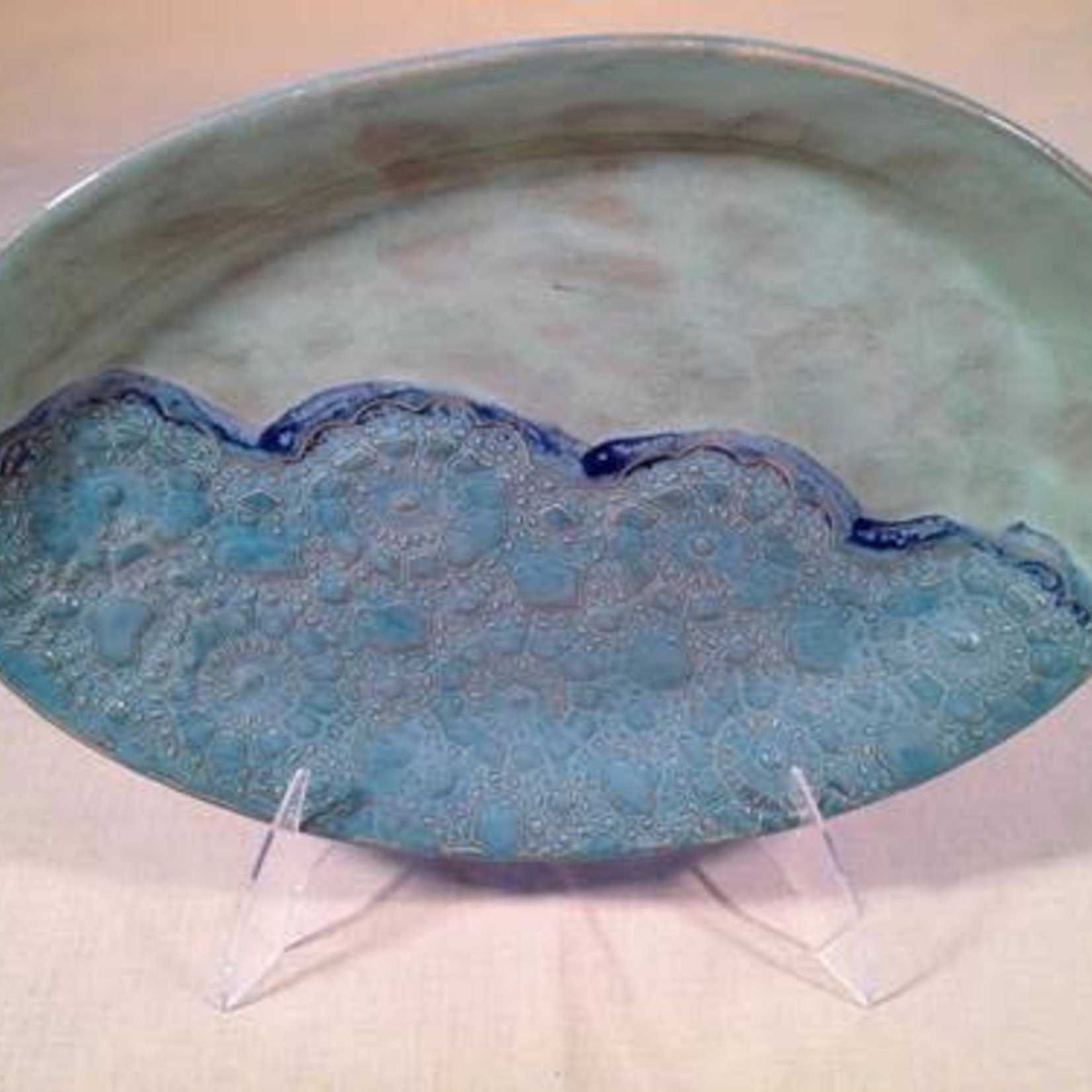 Clarkware Pottery Large Oval Serving Bowl, Blue or Elegant Lace, 9x13", CLARK