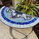 Designs by Ken Demilune table, 32Hx30W,  mosaic, DBK