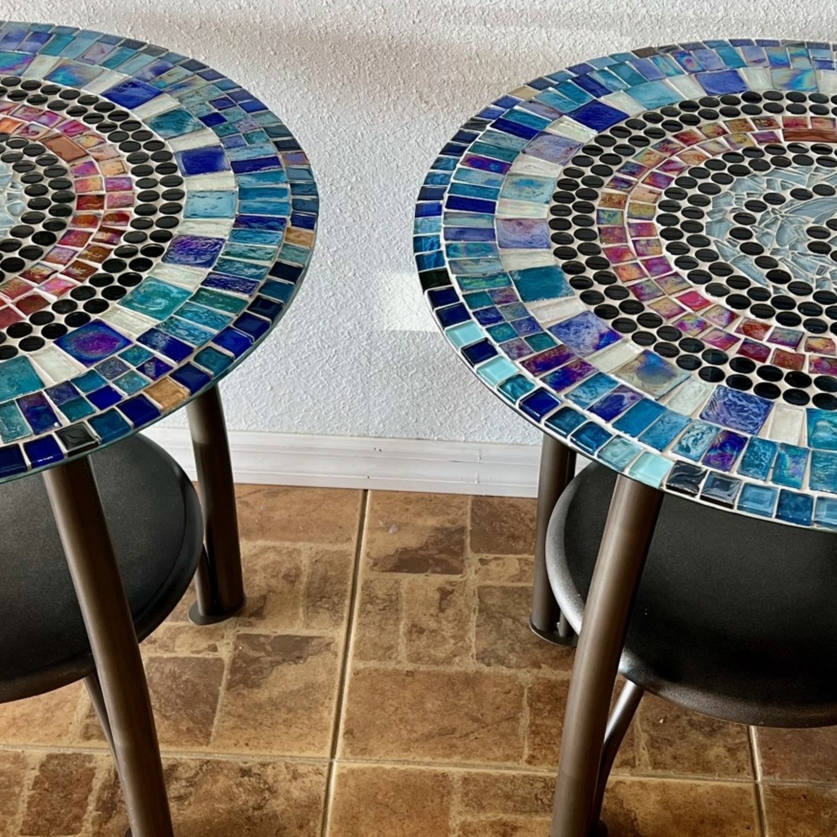 Designs by Ken Accent Table, glass on glass, mosaic, 25"dx26"h, DBK