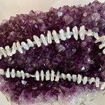 Rare Finds Necklace, White Biwa Fresh Water Pearls w/aquamarine spacers, 24", RARE