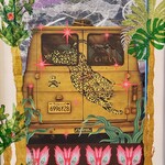 Pam Maschal "Tiger Truckin' Palms," collage, framed, 13x17", PAMM