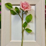 Shaile Socher Pink Rose, Cold Porcelain Clay Floral, hand sculpted, framed, 8x10", SHAILE