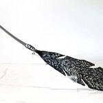 Lois Brezinski Artworks Black Sparkle Feather, fused glass on acrylic stand, LOIS