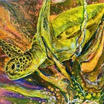 Fiori Ferraris TURTLE on panel, 5x5", FIORI