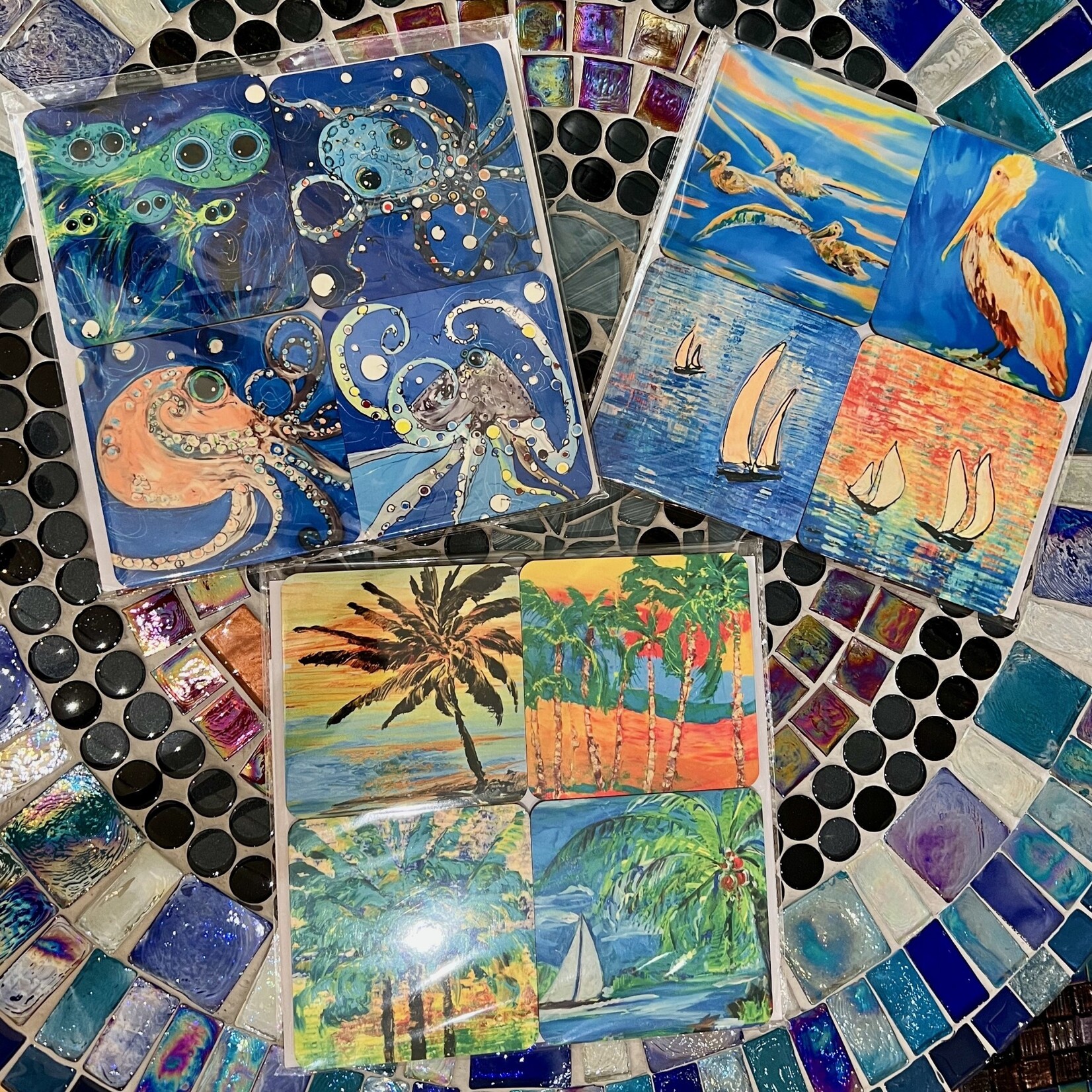 Lisa Jill Allison Coasters, set of 4, various designs, handmade, LISA