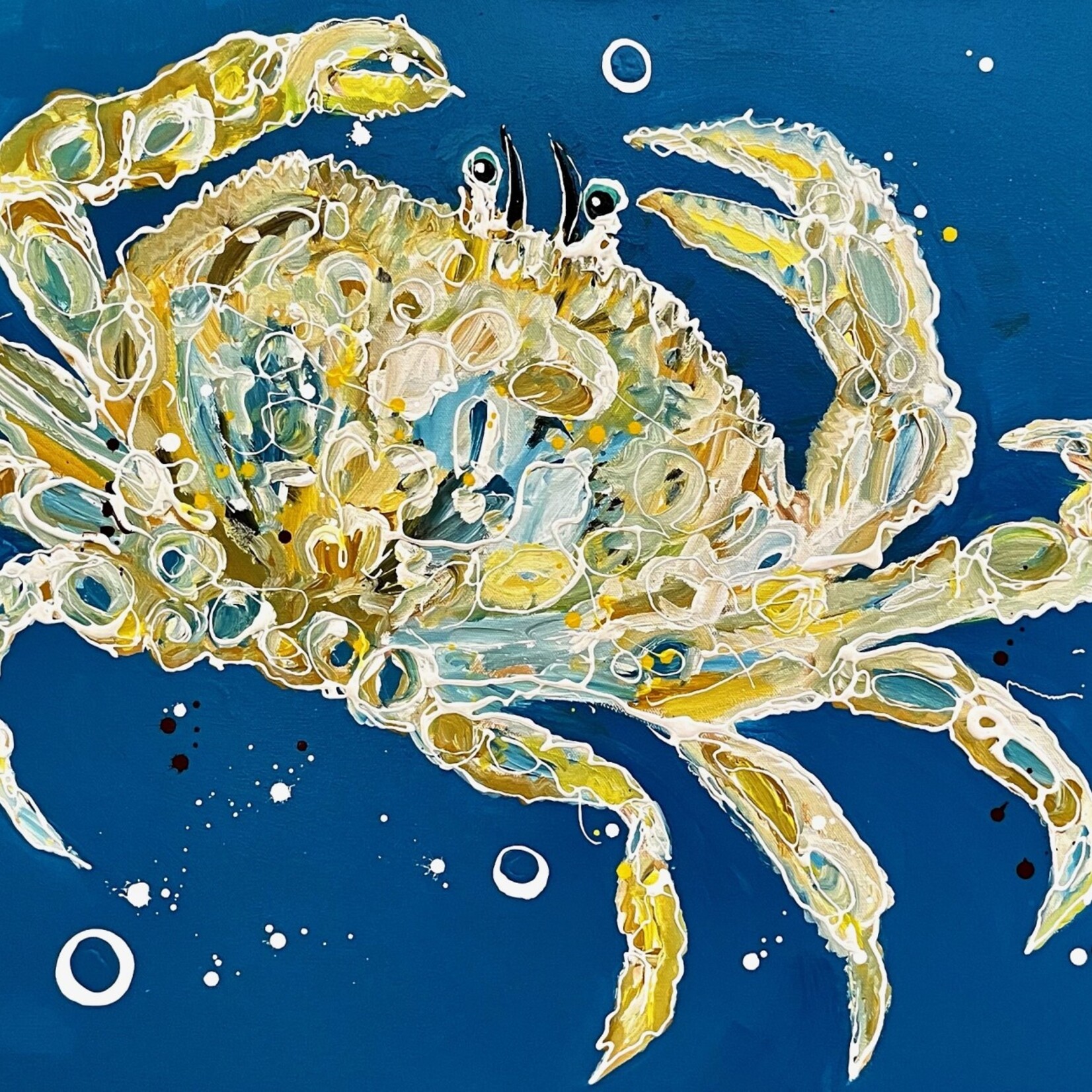 Lisa Jill Allison "Vacation Times", crab, orig acrylic on GW canvas, 36x24", LISA