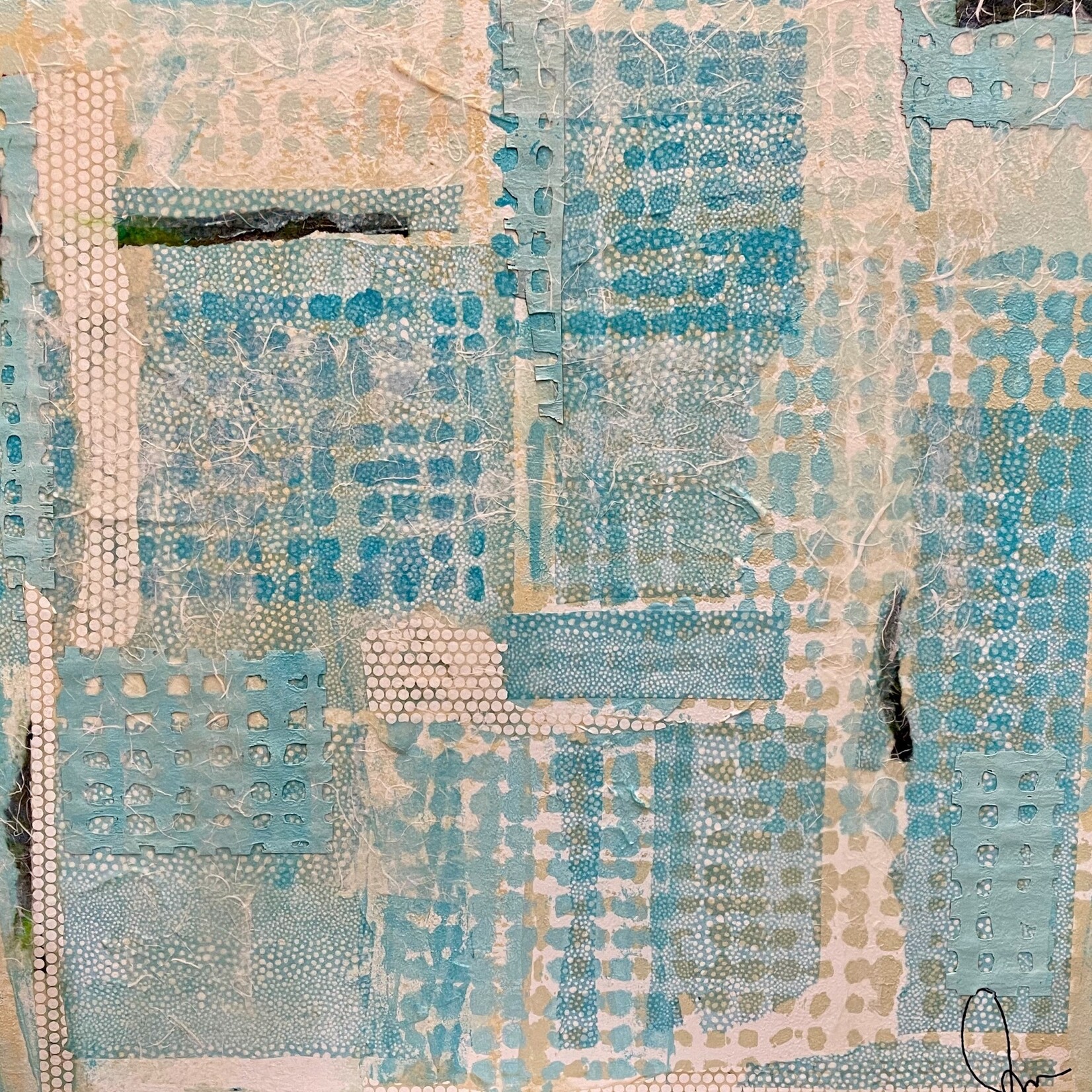 Pam Maschal Aqua Blue Texture on Canvas, 29x29", PAMM