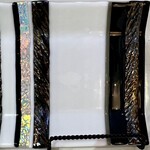 Lois Brezinski Artworks Black/white Sparkle Tray, 16x8", fused glass, LOIS