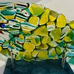 Lois Brezinski Artworks Bubble Fish, 14", fused glass on stand, LOIS