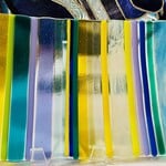 Lois Brezinski Artworks Multi-stripe Tray, narrow, 14x6", fused glass, LOIS