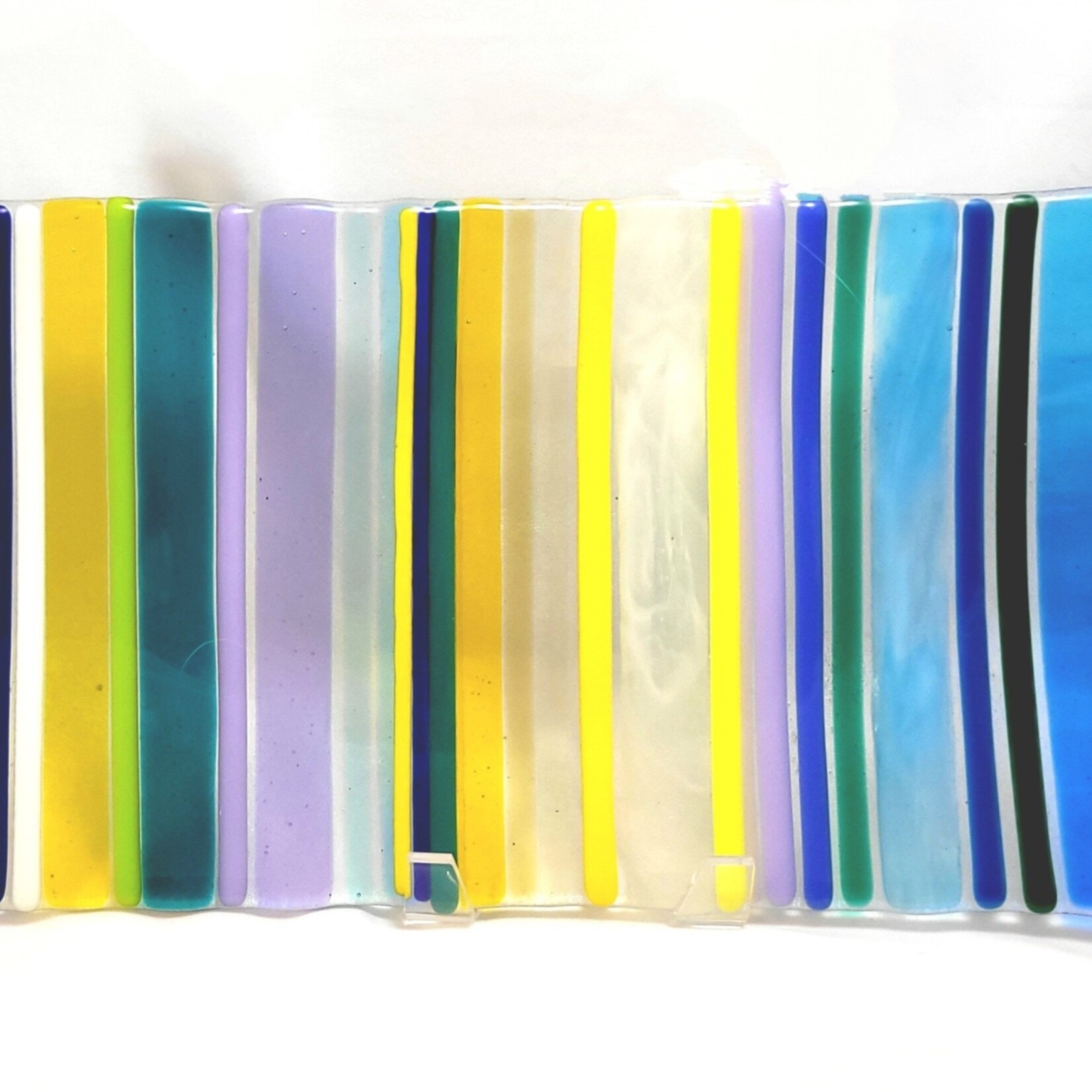 Lois Brezinski Artworks Multi-stripe Tray, narrow, 14x6", fused glass, LOIS