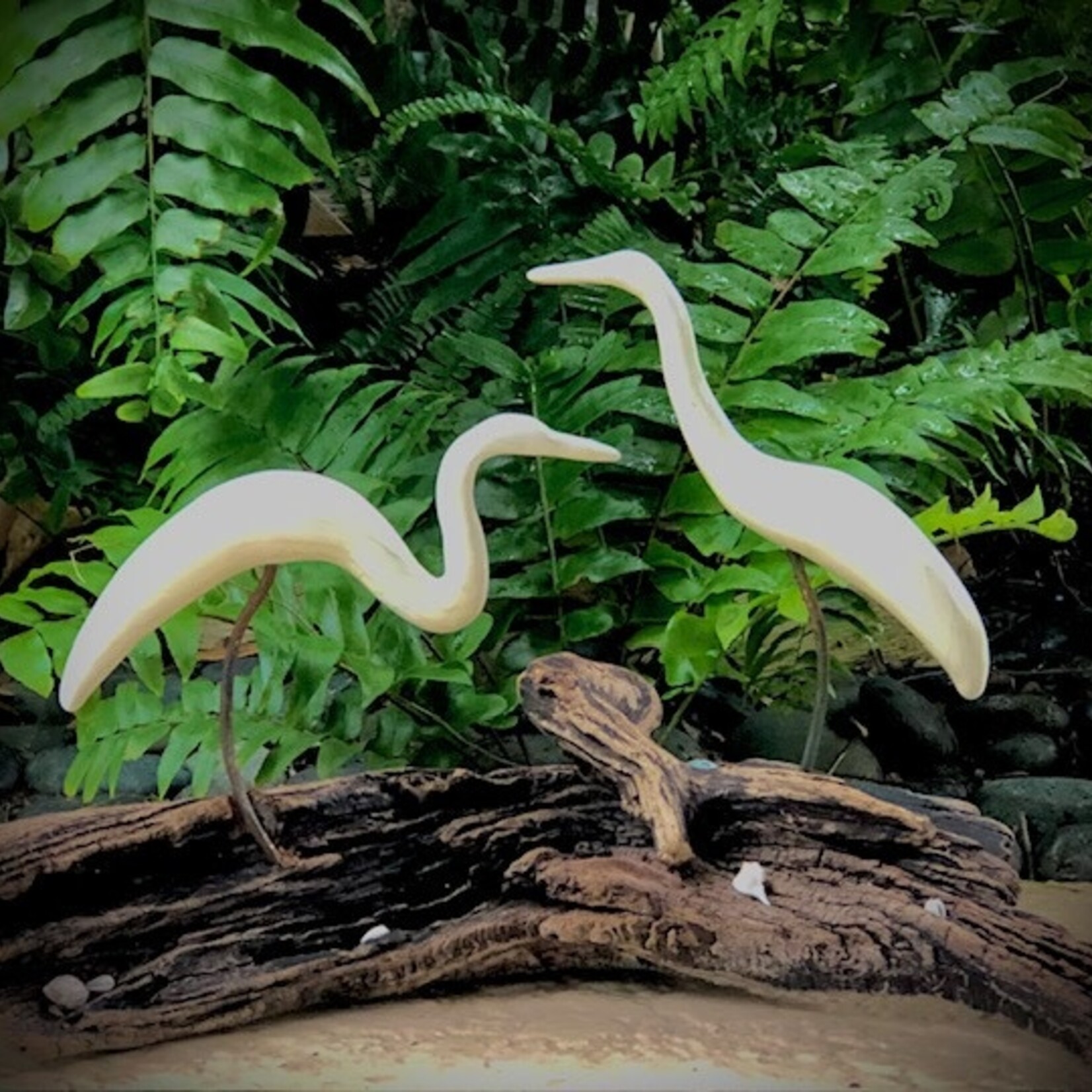 Molly Potter Thayer "Guarding the Nest", driftwood w/ceramic birds, @15x10", MOLT