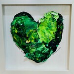 Kelly Pounds "Kiss Me, I'm Irish," MM heart in shadow box frame, 9x9, KELP