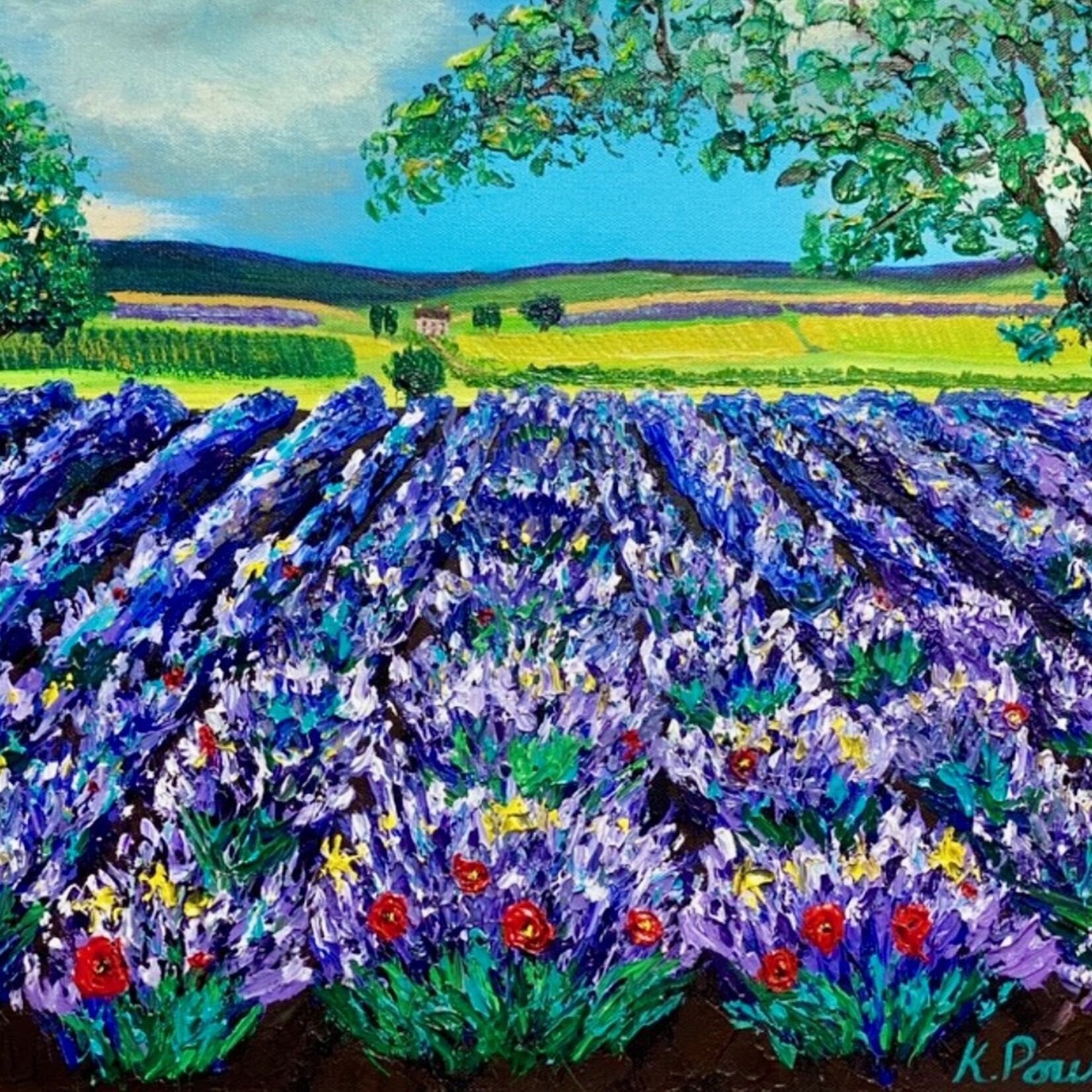 Kelly Pounds "Lavender Fields Forever", orig acrylic on GW canvas, 20x16", KELP