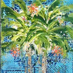 Lisa Jill Allison "Hot Palms", Orig acrylic/Mixed media on gw canvas, 11x14", LISA