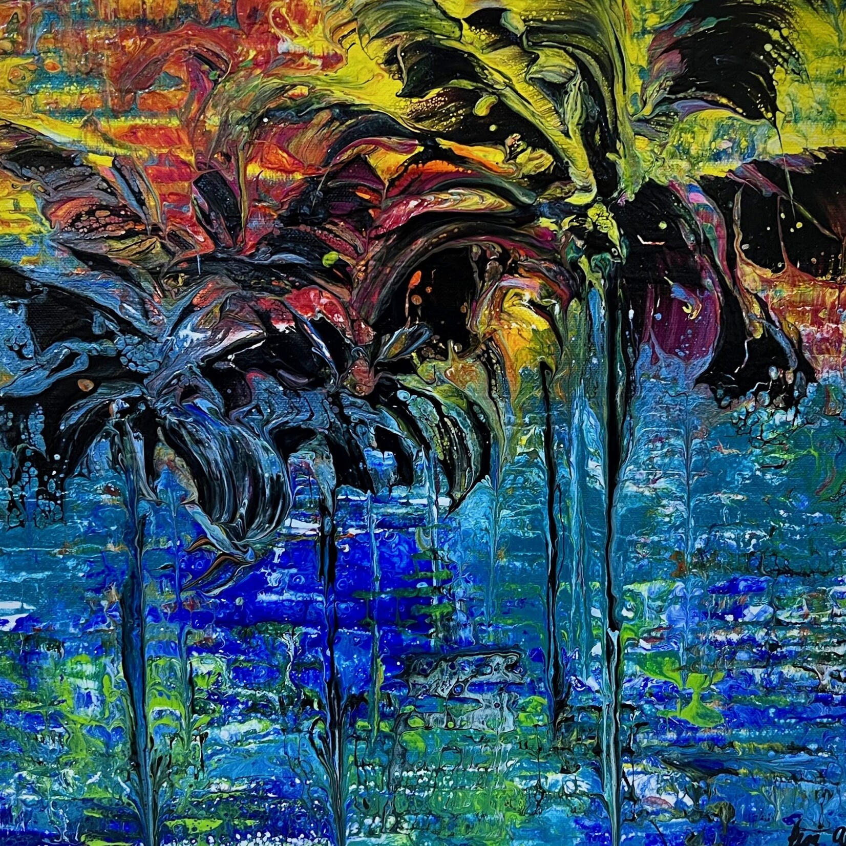 Lisa Jill Allison "Merging" Orig acrylic/Mixed media on gw canvas, 20x16"", LISA