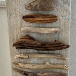 Pam Maschal Tree, Driftwood on Recycled Wood, 23" h, off white, PAMM