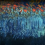Teresa Kay "Lifelines: Tiny Paintings", "Poppies", custom frame, 17x9", RARE