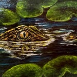 Carol Merritt "I See You", alligator, mini original painting, CARM