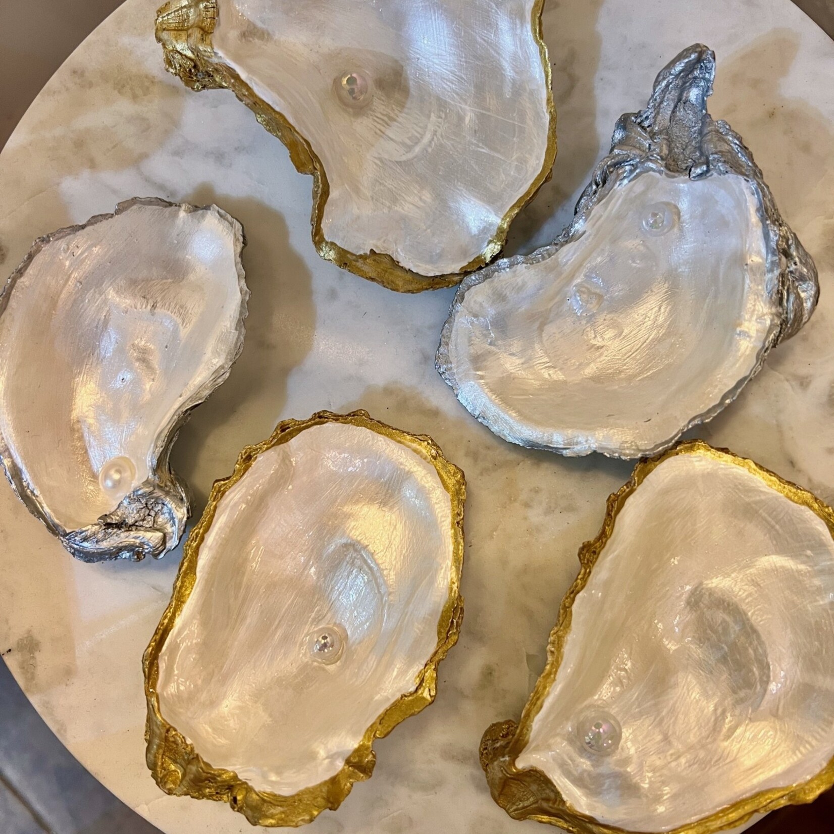 Dorothy  Fine Decorative Oyster/Shell Ring Dish, lrg., gold/silver rim,  DORF