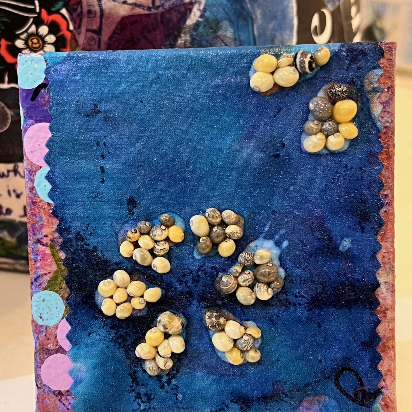 Pam Maschal Shell Collage, 4x4" w/easel, PAMM