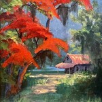 Highwaymen: Original, 2nd Generation, Legacy HIGHWAYMEN, Karim Gebahi, Royal Poinciana, signed orig oil on birch panel, 8x10", RARE