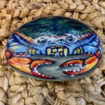 Carol Merritt "Crabby" painted river rock, 3.5", CARM