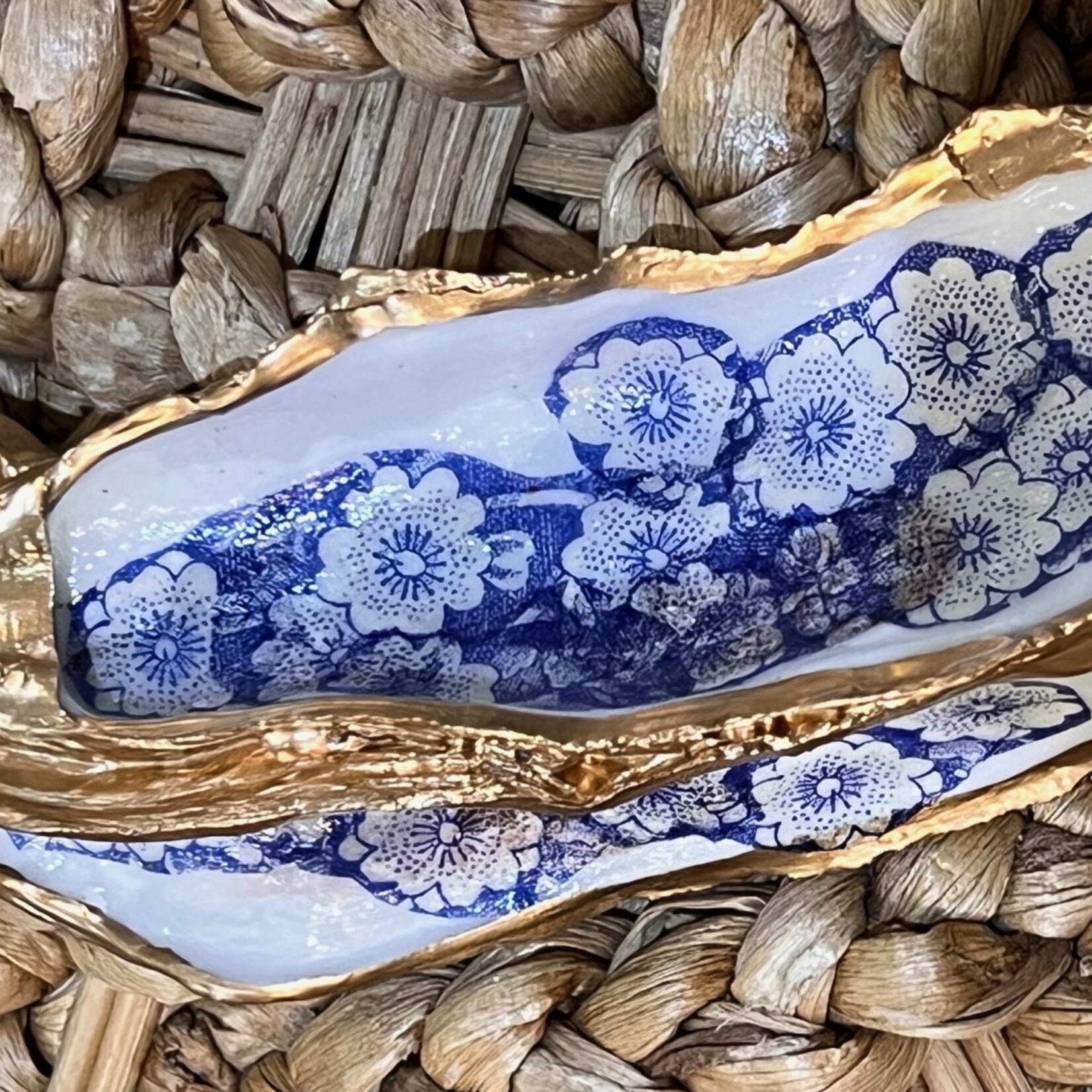 Pam Maschal Cluster, Blue Floral w/jewels, PAMM