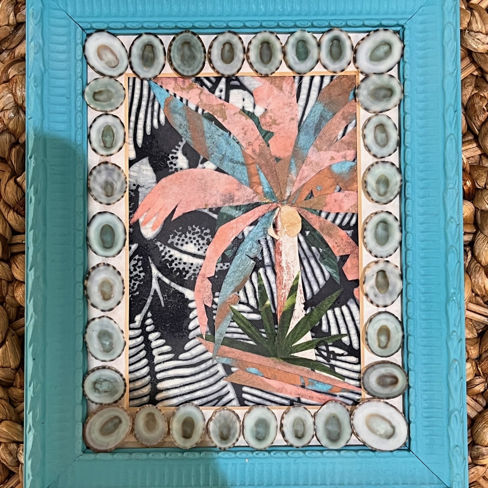 Pam Maschal Palm Collage w/limpets, 6.5x8", PAMM
