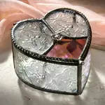 Kathy Gustafson Heart Keepsake Box, Stained Glass, @4" KATG