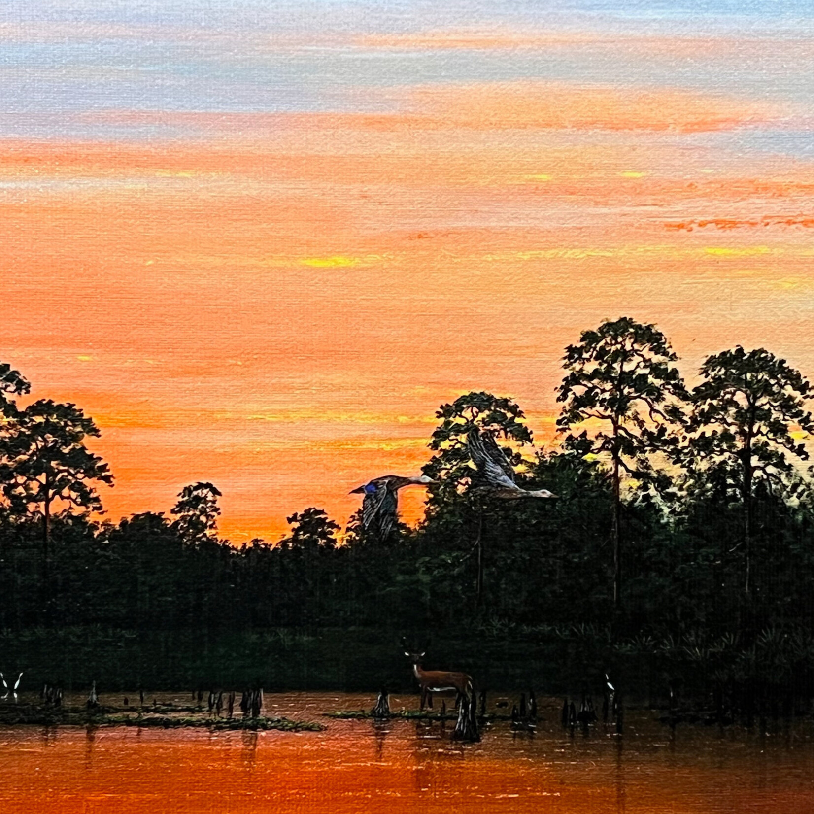 Highwaymen: Original, 2nd Generation, Legacy HIGHWAYMEN "Duck Pond" Roy McLendon, Jr., signed,  framed giclee, 15x13", RARE