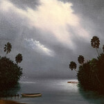Highwaymen: Original, 2nd Generation, Legacy HIGHWAYMEN "Inlet in Gray" Roy McLendon, Jr., signed,  framed giclee, 15x13", RARE