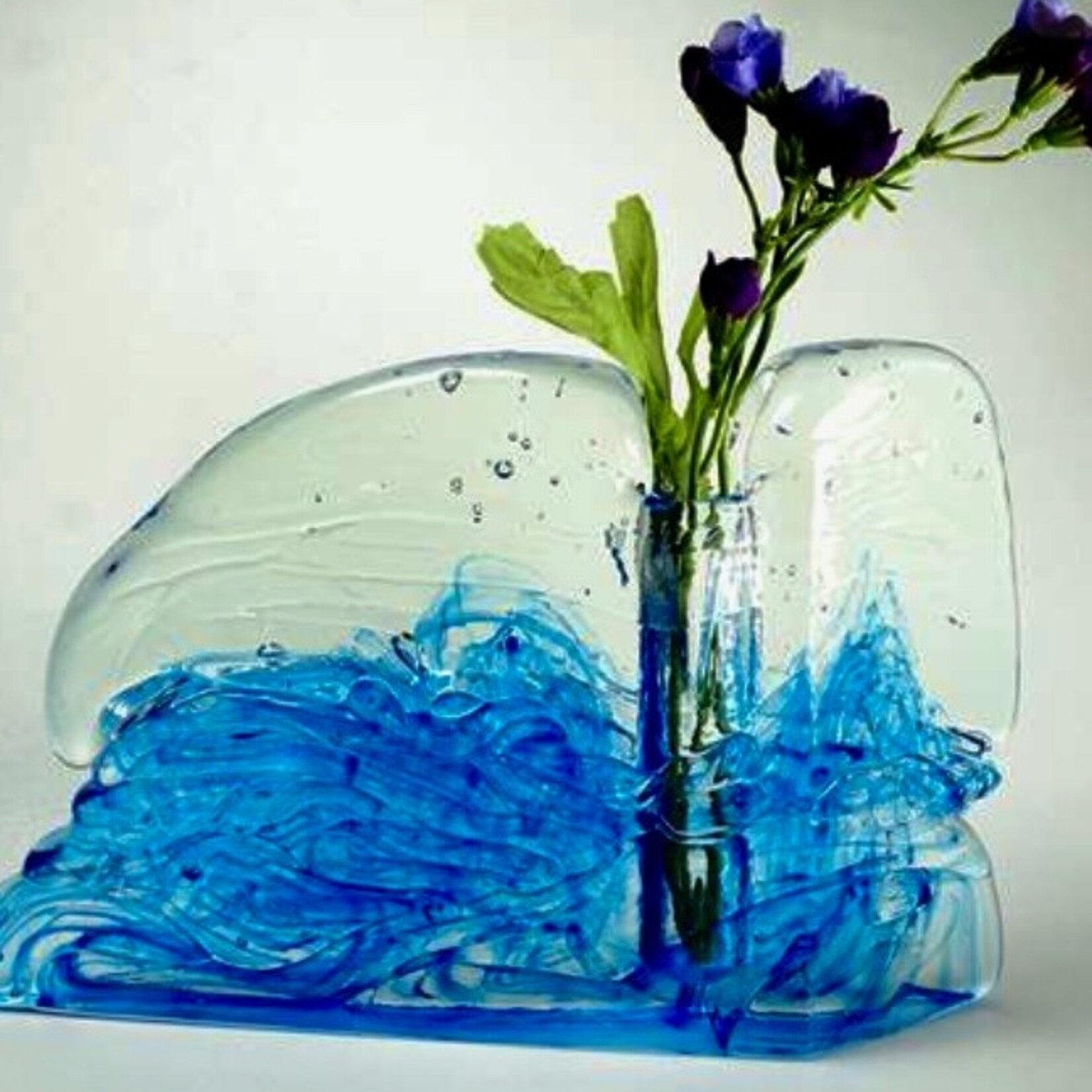 Glasslight Studio Bud Vase, Turquoise, 12x7x1", GLAL