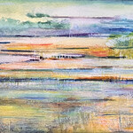 Teresa Kay "Lifelines: Tiny Paintings", "Hazy Horizon" 10x7", framed, RARE