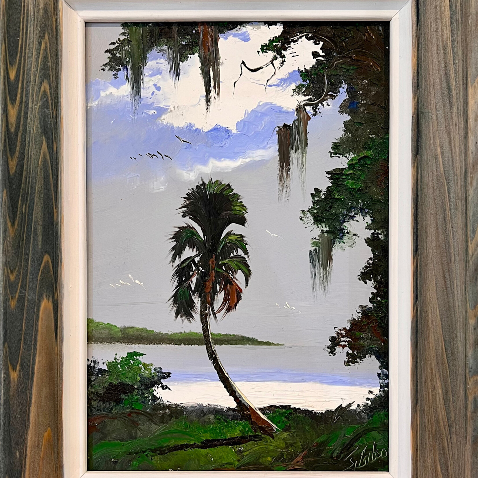Highwaymen: Original, 2nd Generation, Legacy HIGHWAYMEN, James Gibson, "Lone Palm", 17x13" framed, Oil on Upson, RARE