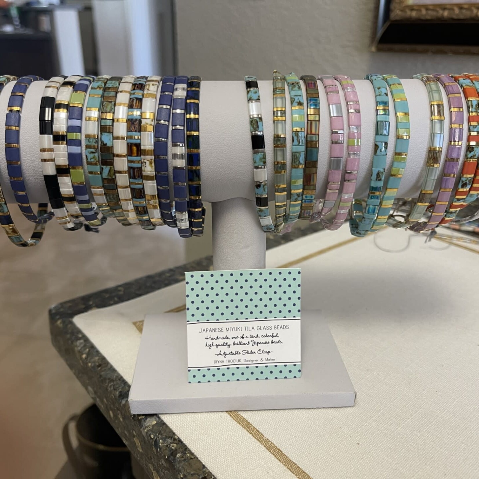 Iryna Trociuk Bracelet, Japanese Miyuki Tila Glass Beads, Handmade, IRYNA