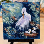 Carol Merritt "Egret Family", original painting, CARM