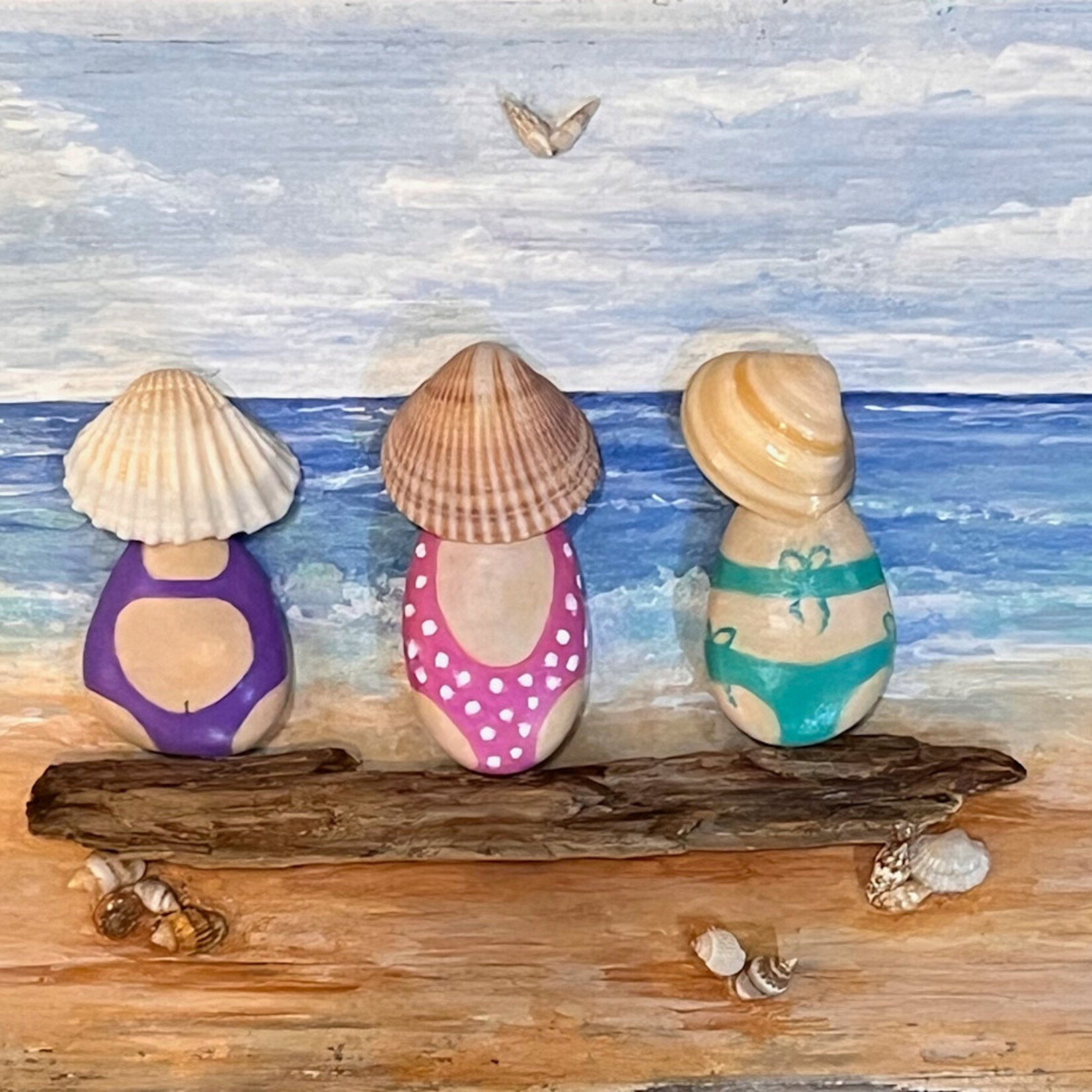 Carol Merritt "Beachin' It", Mixed media on panel, 12x6", CARM