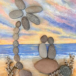 Carol Merritt "Pebble Beach Sunset", Mixed media on panel, 6x8", CARM