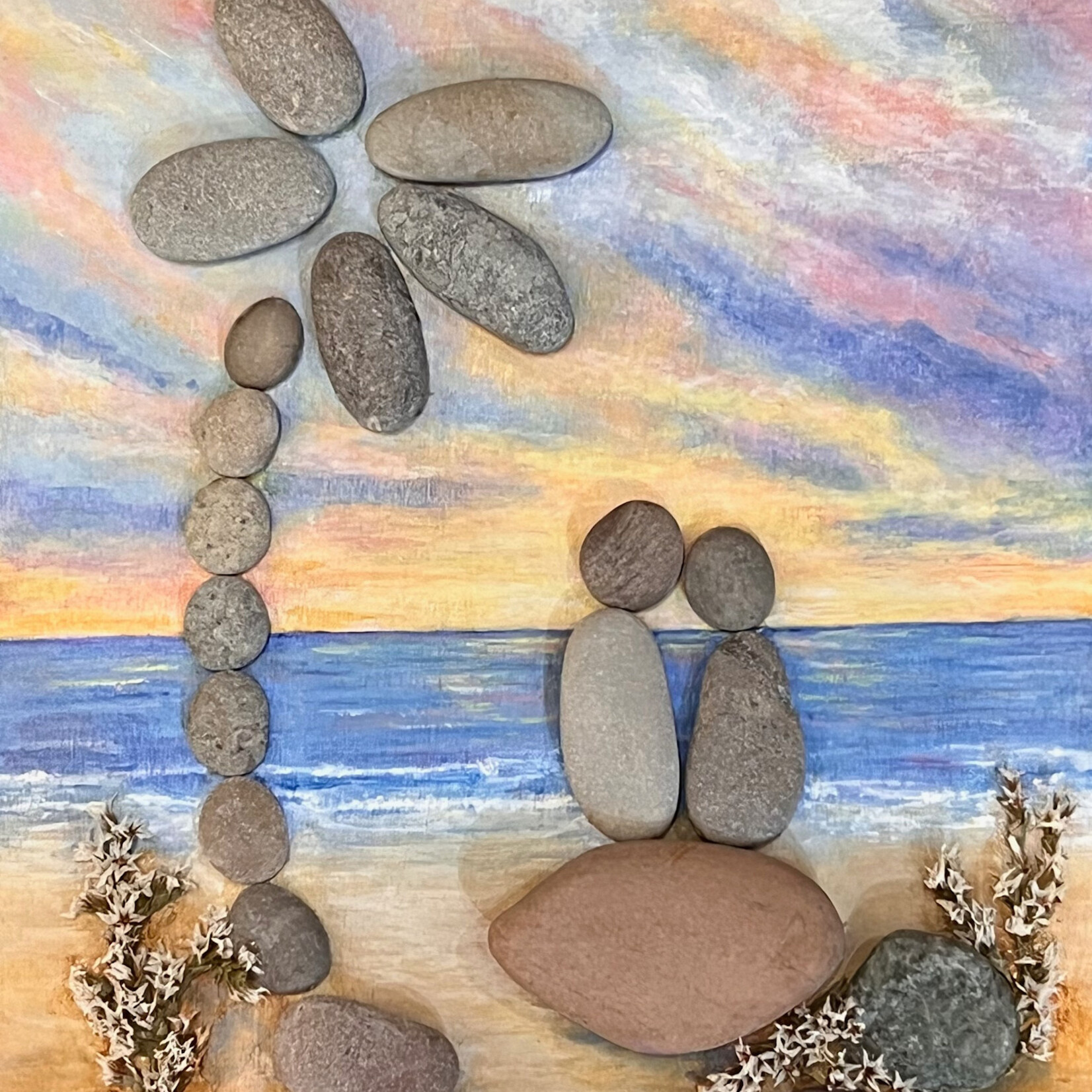 Carol Merritt "Pebble Beach Sunset", Mixed media on panel, 6x8", CARM