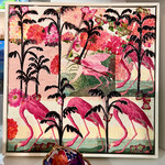 Pam Maschal "Flamingo Alley",  framed, 13x13", PAMM
