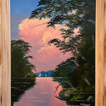Highwaymen: Original, 2nd Generation, Legacy HIGHWAYMEN, Mary Ann Carroll, Pink River Bend, 2013 commissioned oil on canvas, 31x25" orig frame, RARE